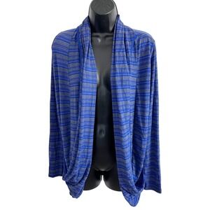 41 Hawthorn Concord Open Front Striped Knit Cardigan‎ Top Blue Size Small